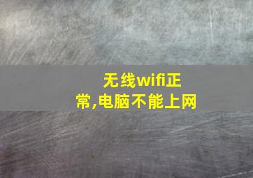 无线wifi正常,电脑不能上网