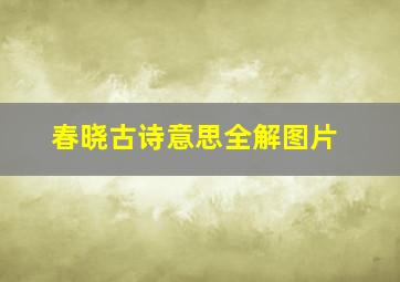 春晓古诗意思全解图片