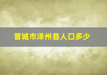 晋城市泽州县人口多少