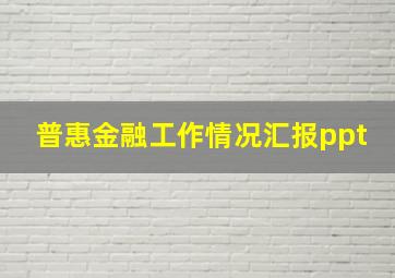 普惠金融工作情况汇报ppt