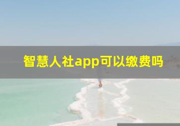 智慧人社app可以缴费吗