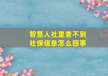 智慧人社里查不到社保信息怎么回事