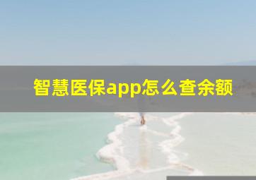 智慧医保app怎么查余额