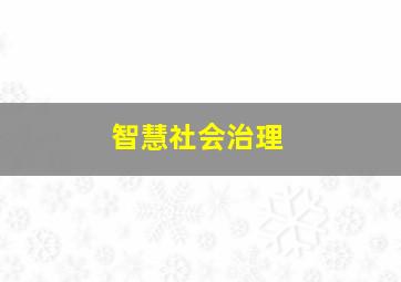 智慧社会治理