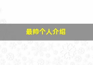 最帅个人介绍