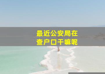 最近公安局在查户口干嘛呢