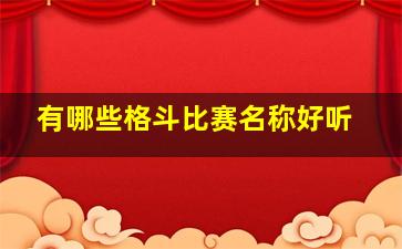 有哪些格斗比赛名称好听