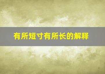 有所短寸有所长的解释