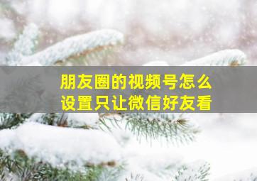 朋友圈的视频号怎么设置只让微信好友看