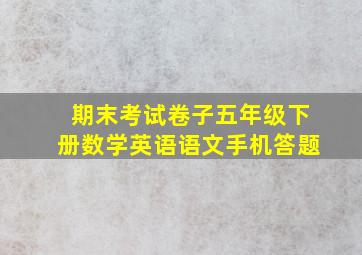 期末考试卷子五年级下册数学英语语文手机答题