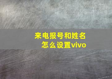 来电报号和姓名怎么设置vivo