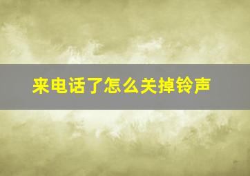 来电话了怎么关掉铃声