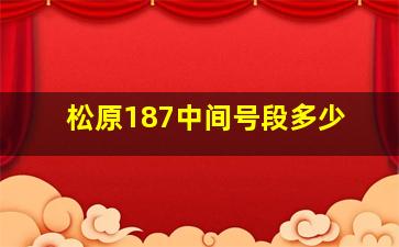 松原187中间号段多少