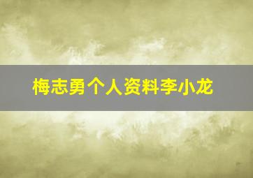 梅志勇个人资料李小龙