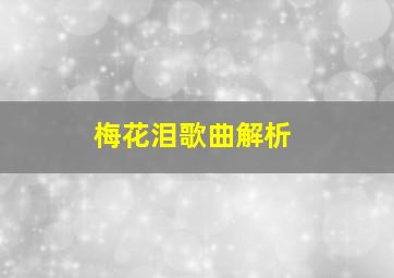 梅花泪歌曲解析