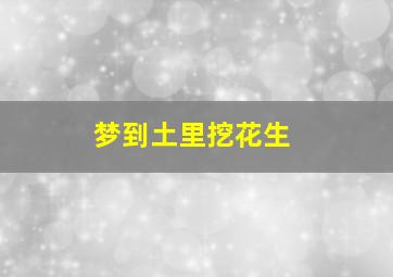 梦到土里挖花生