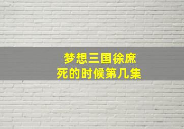 梦想三国徐庶死的时候第几集