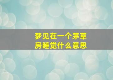 梦见在一个茅草房睡觉什么意思