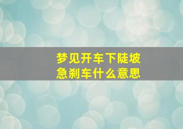 梦见开车下陡坡急刹车什么意思