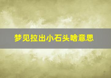 梦见拉出小石头啥意思