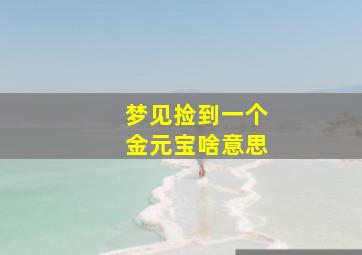 梦见捡到一个金元宝啥意思