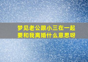 梦见老公跟小三在一起要和我离婚什么意思呀