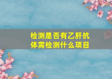 检测是否有乙肝抗体需检测什么项目