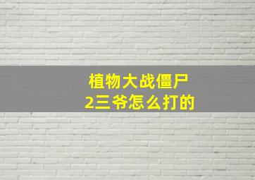 植物大战僵尸2三爷怎么打的