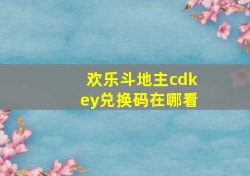 欢乐斗地主cdkey兑换码在哪看