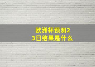 欧洲杯预测23日结果是什么