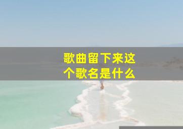 歌曲留下来这个歌名是什么