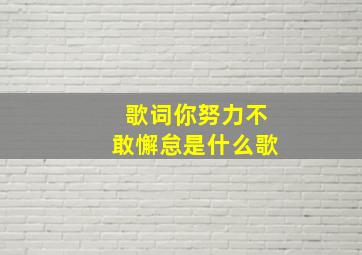 歌词你努力不敢懈怠是什么歌