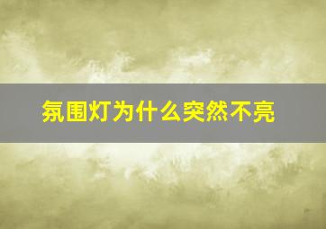 氛围灯为什么突然不亮