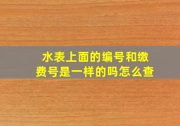 水表上面的编号和缴费号是一样的吗怎么查