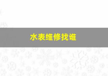 水表维修找谁