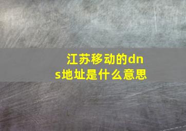 江苏移动的dns地址是什么意思