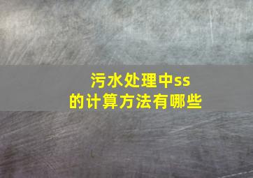 污水处理中ss的计算方法有哪些