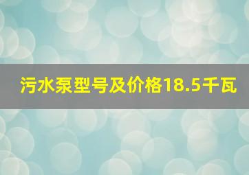 污水泵型号及价格18.5千瓦