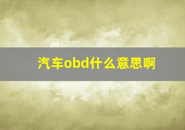 汽车obd什么意思啊