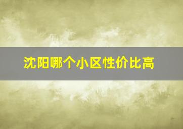 沈阳哪个小区性价比高