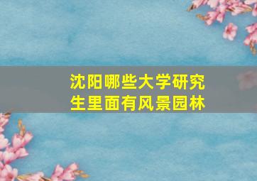 沈阳哪些大学研究生里面有风景园林