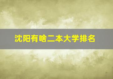 沈阳有啥二本大学排名