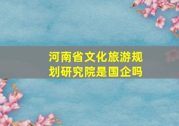 河南省文化旅游规划研究院是国企吗