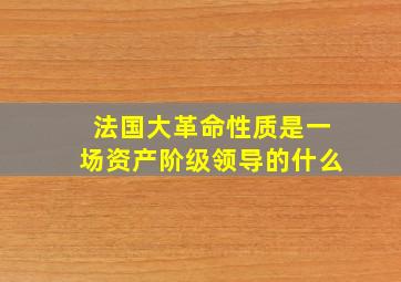 法国大革命性质是一场资产阶级领导的什么