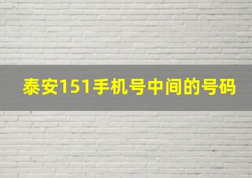 泰安151手机号中间的号码