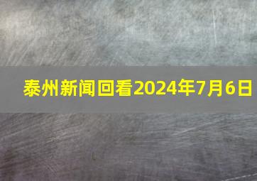 泰州新闻回看2024年7月6日