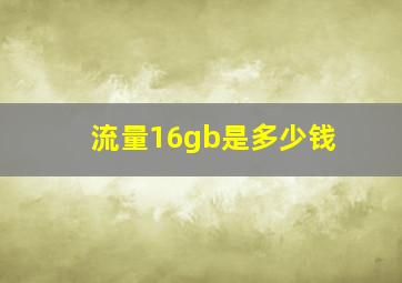 流量16gb是多少钱