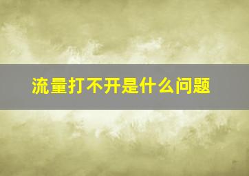 流量打不开是什么问题