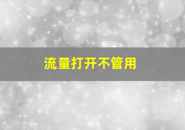 流量打开不管用