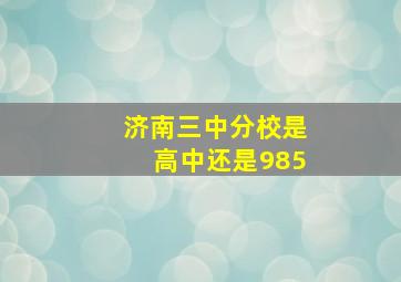 济南三中分校是高中还是985